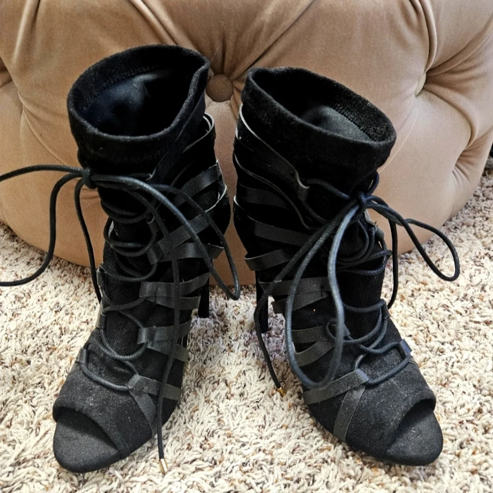 Shoedazzle Lace Up Booties NWOB